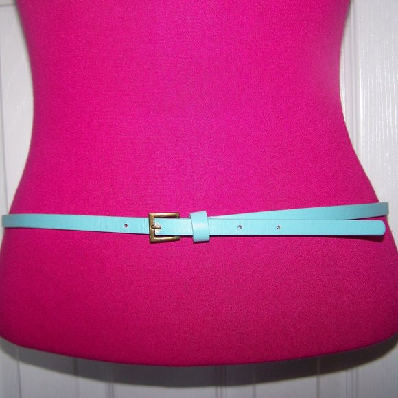 Accessories - Light Aqua Skinny Faux Leather Belt Sz M/L